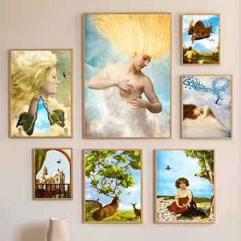 Картина на холсте «Бабочка и кот», постеры, принты, настенное искусство, «Утренняя слава», Аврора, Дейзи, домашний декор, фотографии 21x30cm No Framed