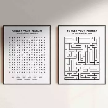 Картина на холсте Черно-белый минимализм Забудьте свой телефон Цитата для ванной комнаты Плакаты и принты Настенные картины Декор для дома 21X30cm No Frame