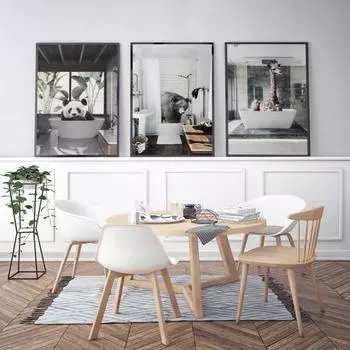 Картина на холсте Детская комната Детеныш животного в ванной постер Панда жираф медведь спальня гостиная настенное искусство домашний декор 21*30cm No Frame