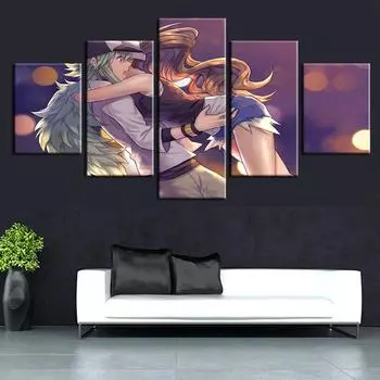 Картина на холсте, художественные фотографии, современная анимация, киностена, 5 комплектов, плакат с объятиями для мальчиков и девочек, напечатанный домашний декоративный плакат для комнаты, в рамке, модульный, без рамки 20x35cm*2 20x45cm*2 20x55cm*1