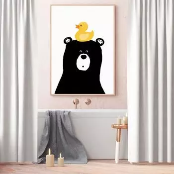 Картина на холсте, интересные настенные рисунки с животными, постеры с медведями и утками и печатные изображения 21cm30cm NoFrame