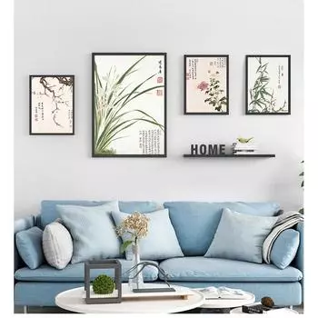 Картина на холсте, картина, настенное художественное украшение, индивидуальное винтажное искусство, китайский стиль, мейлан, бамбук и буквы, печать плакатов, дом 21cm30cm NoFrame