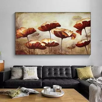 Картина на холсте, лист лотоса, цветок, идиллический креативный декор, картина, современное винтажное украшение для гостиной, картины с масляными растениями 20x30cm Unframed темный салатный