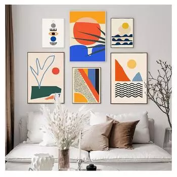 Картина на холсте, настенные художественные принты, постер, картина для галереи, интерьера гостиной, домашнего декора, геометрическая абстрактная сцена, Скандинавия 21cm30cm NoFrame