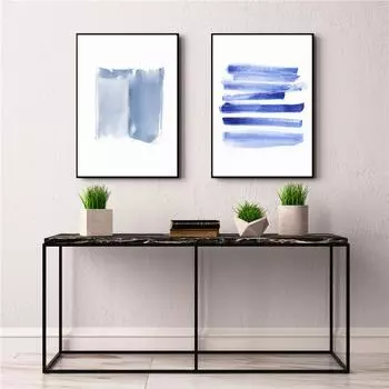 Картина на холсте, настенные картины для гостиной, домашнего декора, синяя форма кисти, современный минималистичный плакат на скандинавскую тему и принты, искусство 21cm30cm NoFrame