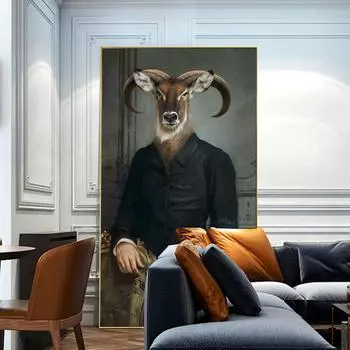 Картина на холсте, Ретро Ностальгия, джентльмен, картины маслом, настенное искусство, постеры с животными, принты для гостиной, дома, настенные модульные 21*30cm