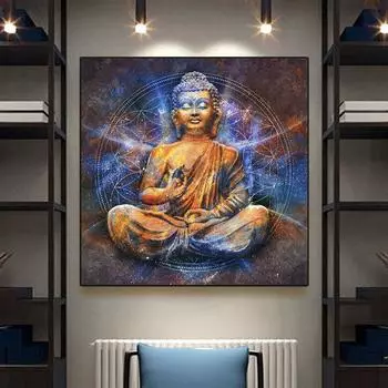 Картина на холсте с изображением Будды, настенное искусство, современные картины с изображением Будды на стене, буддийские постеры и принты для декора стен в гостиной, Quadro 20x20cm No Framed