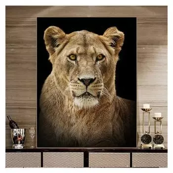 Картина на холсте с изображением диких животных, льва, черно-белая, настенная, художественная, постер, украшение, картина для гостиной, дома, Cuadros, без рамки 21*30cm