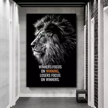 Картина на холсте с изображением диких животных, мотивационная цитата, художественные постеры, тигр, лев, картина с принтом, настенные картины для офиса, домашнего декора 20x30cm