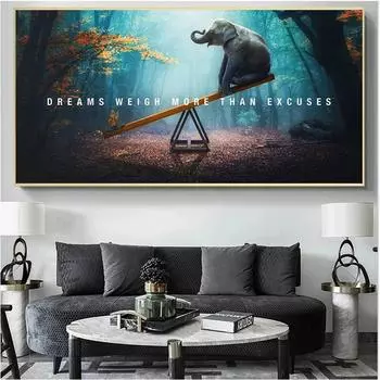 Картина на холсте с мотивационными цитатами и цитатами «Мечта весит больше, чем оправдания», плакат с принтом, настенная художественная картина для декора стен гостиной 20X40cm Unframed