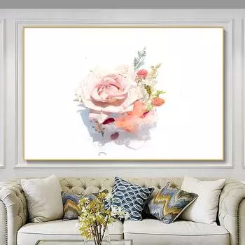 Картина на холсте с розовыми розами, скандинавская мода, настенное искусство, постер и печать, современная простая декоративная спальня для девочек, без рамки 21*30cm No Frame