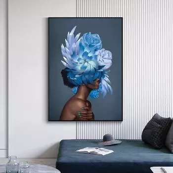 Картина на холсте, синие золотые цветы, женская абстрактная художественная фигура, постеры и принты на стене, художественные принты, фотографии, декор для гостиной 20x30CM NO frame арбуз красный