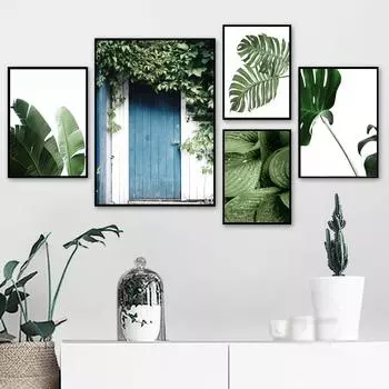Картина на холсте «Скандинавское растение», современные скандинавские постеры и принты для гостиной, безрамная художественная картина для дизайна дома, без рамки 21*30cm No Frame