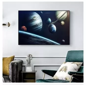 Картина на холсте, современное искусство, печать плакатов, горизонтальная картина для гостиной, спальни, Декор, скандинавский космический корабль, настенное искусство 21cm30cm NoFrame