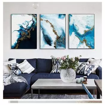 Картина на холсте, современный абстрактный гламурный постер с принтом, настенная картина для гостиной, скандинавский декор, картина маслом синего моря, настенное искусство 21cm30cm NoFrame