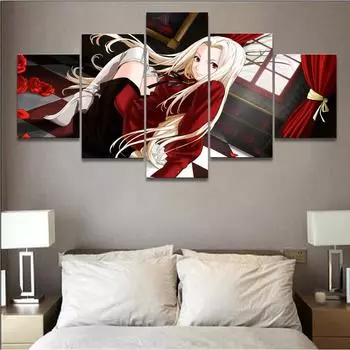 Картина на холсте, украшение для дома, фотографии, современные 5 шт., Fate Zero, анимация, современный постер с принтом для гостиной, настенная работа 20x35cm*2 20x45cm*2 20x55cm*1