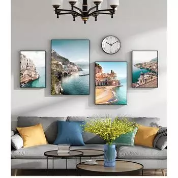 Картина на холсте, украшение для гостиной, спальни, приморский замок, пейзажный принт, постер с морским пейзажем, безрамный водостойкий чернильный принт 21cm30cm NoFrame