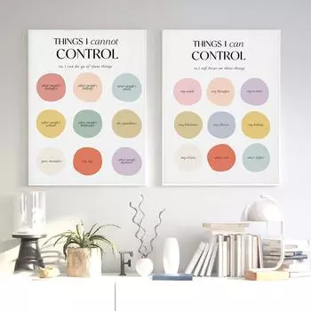 Картина на холсте «Вещи, которые я могу контролировать или не могу» Плакат о психическом здоровье в скандинавском стиле Настенная живопись Картины Печать для гостиной Домашний декор 21x30cm No Framed