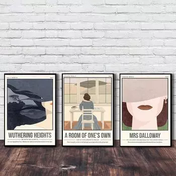 Картина на холсте в скандинавском стиле Обложка книги Искусство Цитата Настенное искусство Ретро Литературный плакат Любитель книг Литературный подарок Книжный декор 21x30cm No Framed