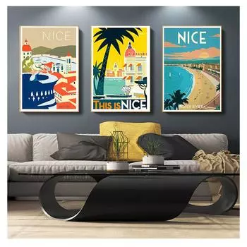 Картина на холсте, винтажные настенные крафт-постеры с покрытием, настенная наклейка, домашний декор, картина, подарок, Прованс, Ницца, Франция, поп-арт, путешествия 21cm30cm NoFrame