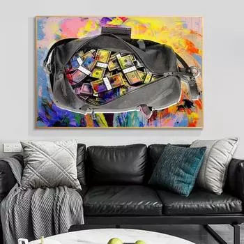 Картина на холсте Золотой стандарт Современная/поп-культура Денежный стиль Уличное искусство Холст для домашнего декора Настенный художественный постер 21x30cm No Framed