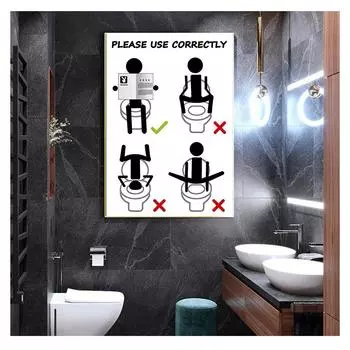 Картина на стену, современные постеры и принты, черно-белые настенные панно для декора ванной комнаты, COLORFULBOY, руководство по туалету, холст 21cm30cm NoFrame