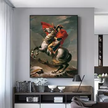 Картина Наполеона Луи Давида, печать на холсте, винтажный настенный постер, конный спорт, Альпы, картина для гостиной, домашний декор, Cuadros 21x30cm No Framed