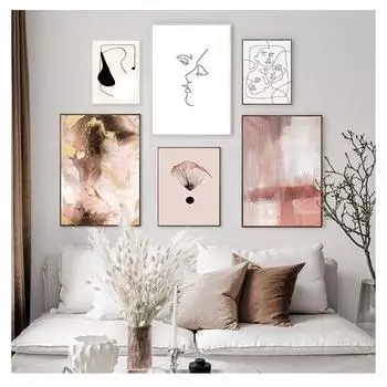 Картина плакаты на скандинавскую тему и принты, настенная живопись на холсте, настенные панно, украшение для гостиной, розовый вихрь, жидкое искусство, абстрактное искусство 21cm30cm NoFrame
