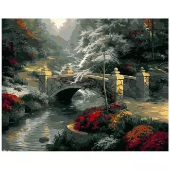 Картина по номерам DIY 40x50 50x65 см Арочный мост в лесу Пейзаж Холст Свадебные украшения Художественная картина Подарок 40x50cm no frame