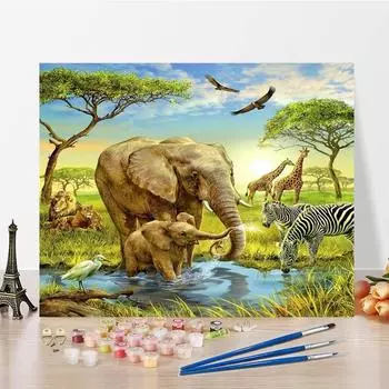 Картина по номерам Картина на холсте Украшение дома Декомпрессия Ручная роспись Сделай сам Цифровая живопись маслом 40x50cm no frame