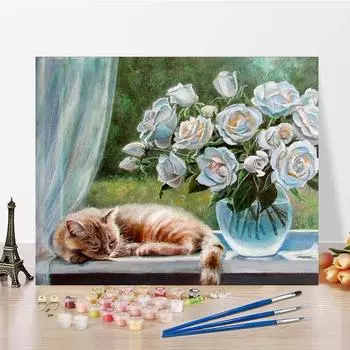 Картина по номерам Ручная роспись DIY Цифровая живопись маслом Декомпрессионная живопись на холсте Украшение дома 40x50cm no frame
