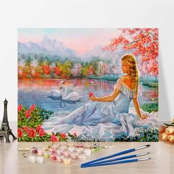 Картина по номерам, ручная роспись, сделай сам, цифровая картина маслом, декомпрессия, украшение для дома, холст, живопись 40x50cm no frame