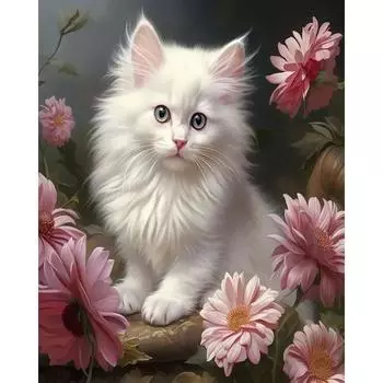 Картина Ruopoty по номерам, белая кошка, животное, сделай сам, 40x50 см, рамка, картина по номерам, акриловая краска, настенное искусство, домашний декор 40x50cm NO Frame