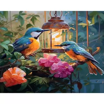 Картина Ruopoty по номерам для взрослых, птица, современный рисунок, раскраска по номерам, цветы для домашнего декора, 40x50 см/16x20 дюймов без рамки 40x50cm NO Frame