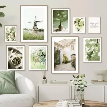 Картина с изображением полевого пейзажа, холст, постер, настенное искусство, свежие фрукты в северном стиле, цветы и принты, современный декор для дома, дизайн гостиной 21X30cm No Frame