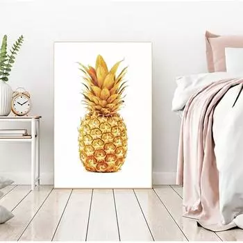 Картина с принтом для дома и офиса, украшение комнаты, ананас, мотивационные цитаты, минималистичный плакат на скандинавскую тему, настенная живопись на холсте 21cm30cm NoFrame