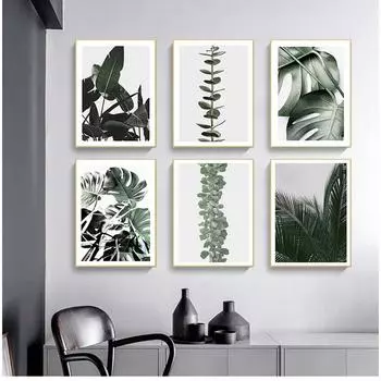 Картина с принтом, современное украшение для дома, картина Монстера, банановый лист, зеленое растение, скандинавский стиль, настенное искусство, холст, ботанический 21cm30cm NoFrame