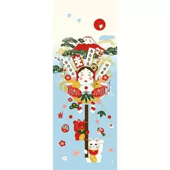 Картина с рисунком Хама tenugui красные грабли Fuji красный