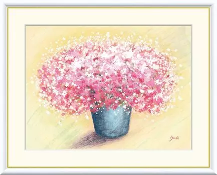 Картина с розовыми цветами в рамке «Букет счастья» Хироми Пинк Современный художник Фэн-шуй Интерьерное искусство Цветок x J3-A001 «Милый букет» (F4/42 34см, розовый