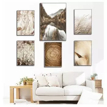 Картина скандинавский лес трава плакат скандинавский принт фотография настенная картина домашний декор осенний природный пейзаж холст 21cm30cm NoFrame