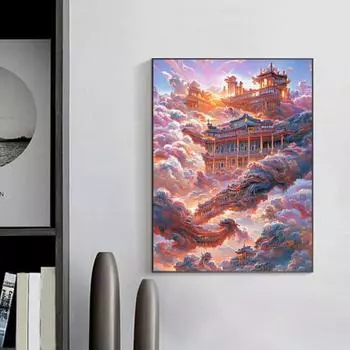 Картина со стразами 5D Пейзаж Полная дрель Блестящие стразы Красочные DIY Художественные ремесла Ручная работа Украшение стен дома Горный хрусталь Мозаика Набор для рисования D