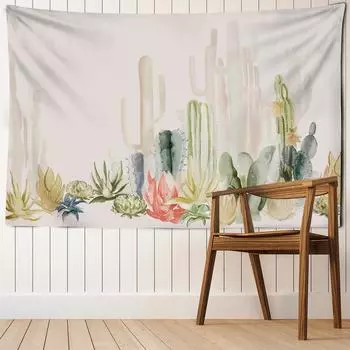 Картина тушью кактус гобелен настенный тропический завод богемный простой колдовство психоделический декор гостиной 95x70cm