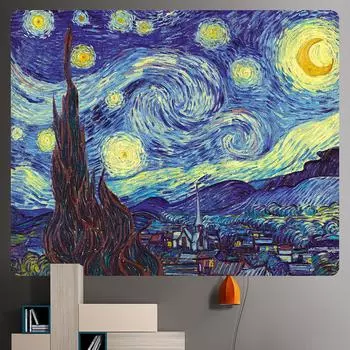 Картина тушью Звездная ночь, украшение для дома, художественный гобелен, богемное украшение в стиле хиппи, фон для спальни, тканевый гобелен 100x75cm