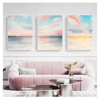 Картина в скандинавском стиле Plakaty Druki, современное искусство на холсте для гостиной, модная настенная картина, постер, абстрактное розовое морское облако, холст без рамки 21*30cm