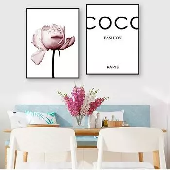 Картина в скандинавском стиле, украшение для гостиной, домашний декор, цветок пиона, настенный художественный принт, модный художественный постер, румянец, розовый, печать на холсте 21cm30cm NoFrame