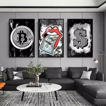 Картина в стиле доллара США, настенная живопись, поп-граффити, постер, холст, живопись и настенные принты для гостиной, современный домашний декор, без рамки 21*30cm No Frame