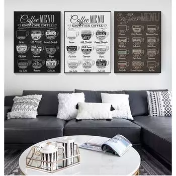 Картина в стиле ретро, настенная картина, украшение для кафе, кофейное меню, принты, винтажный стиль, плакат на доске, кафе, настенный художественный декор, холст 20x30cm