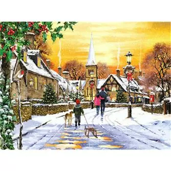 Картина Зима Снег Дом Живопись Живопись Раскраски 20X30CM