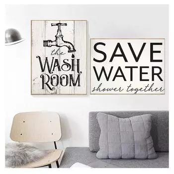 Картинки в скандинавском стиле, инструкции по экономии воды, модульная живопись, холст, картина, постер для прачечной, украшение на стену дома, HD принты 21cm30cm NoFrame