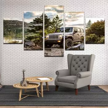 Картины для домашнего декора, современный тип, 5 панелей, модульная картина на холсте «Охотник», закат, пейзаж, стена для гостиной, без рамки 20x35cm*2 20x45cm*2 20x55cm*1